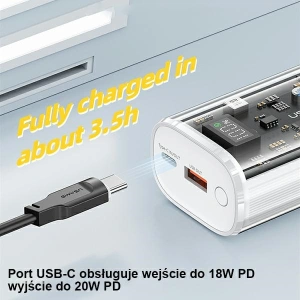 Powerbank USAMS 9000mAh PD 20W QC3.0+PD Dual-Port Fast Charge biały/white (US-CD189)