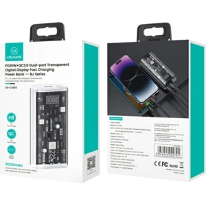 Powerbank USAMS 9000mAh PD 20W QC3.0+PD Dual-Port Fast Charge biały/white (US-CD189)