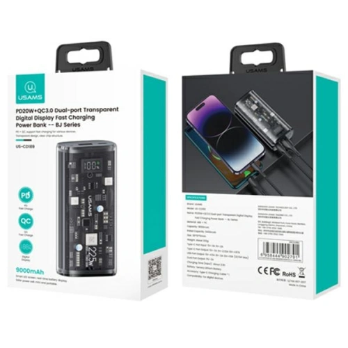 Kup Powerbank USAMS 9000mAh PD 20W QC3.0+PD Dual-Port Fast Charge negru/black (US-CD189) - USA914 - {ean13} - Sklep Home Screen