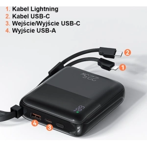 Powerbank USAMS PB69 10000mAh 22.5W QC3.0+PD Fast Charge Digital Display czarny/black (US-CD186)