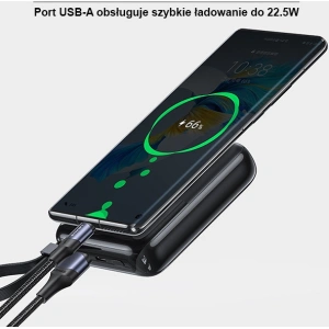 Powerbank USAMS PB69 10000mAh 22.5W QC3.0+PD Fast Charge Digital Display czarny/black (US-CD186)