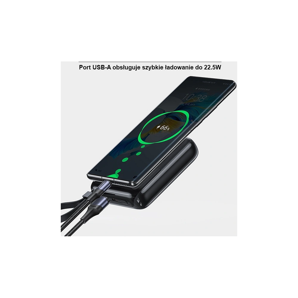 Powerbank USAMS PB69 10000mAh 22.5W QC3.0+PD Fast Charge Digital Display czarny/black (US-CD186)