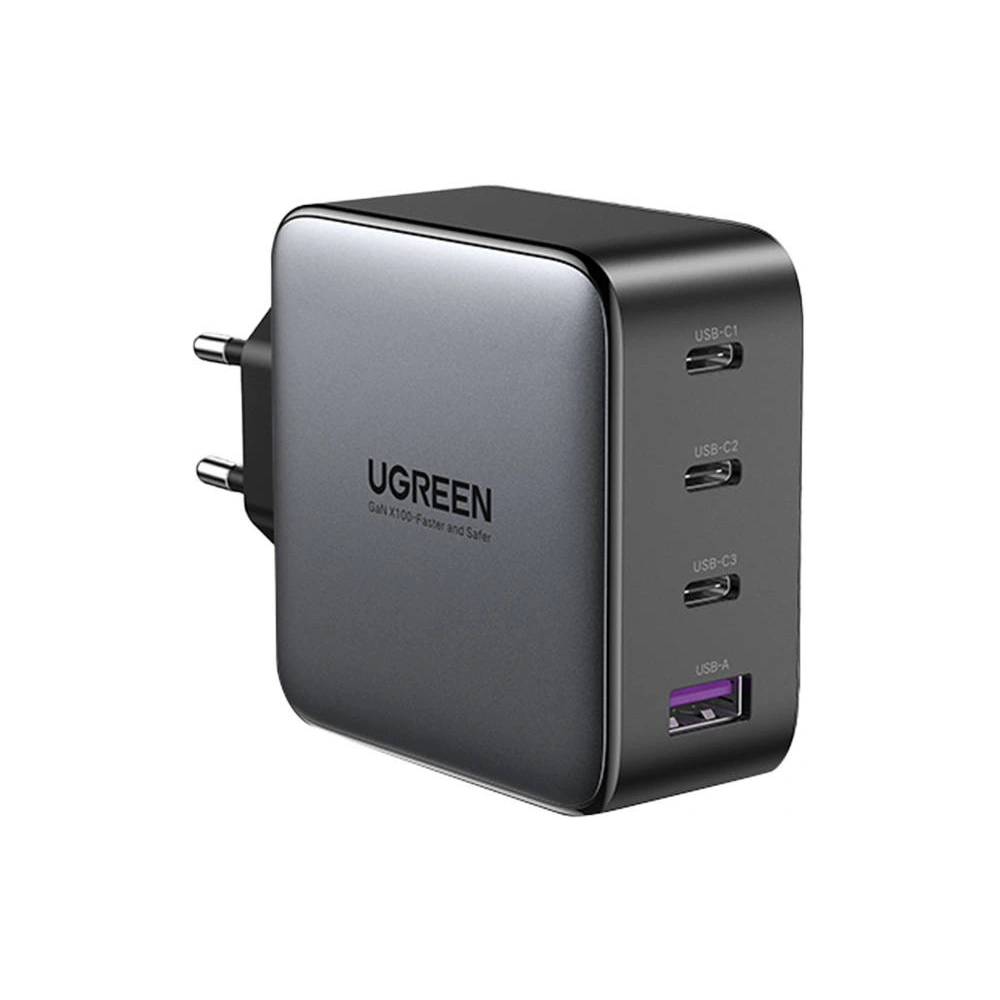 Ładowarka sieciowa UGREEN CD226, 3x USB-C, 1x USB-A, GaN, PD3.0, QC4+, 100W + kabel 1.5m (szary)