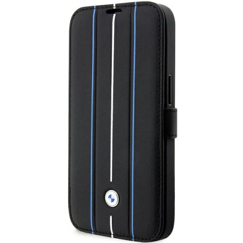 Kup BMW Apple Tasche BMBKP14L22RVSK iPhone 14 Pro schwarz/schwarz Buchhülle Leder Stempel Blaue Linien - BMW348 - {ean13} - Sklep Home Screen
