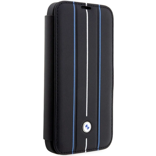 Kup Etui BMW BMBKP14L22RVSK Apple iPhone 14 Pro negru/black bookcase din piele cu model dungi albastre - BMW348 - {ean13} - Sklep Home Screen