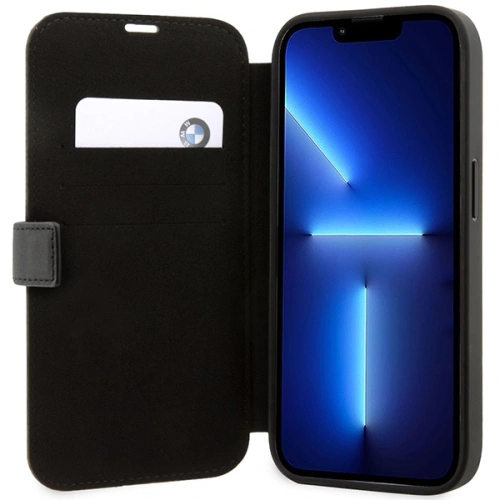Kup BMW Apple Tasche BMBKP14L22RVSK iPhone 14 Pro schwarz/schwarz Buchhülle Leder Stempel Blaue Linien - BMW348 - {ean13} - Sklep Home Screen