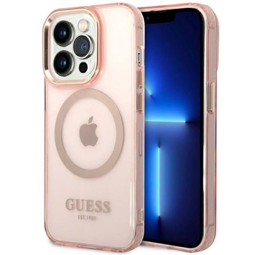 Kup Etui Guess GUHMP14XHTCMP Apple iPhone 14 Pro Max rozie/pink hard case Gold Outline Translucent MagSafe - GUE2429 - {ean13} - Sklep Home Screen