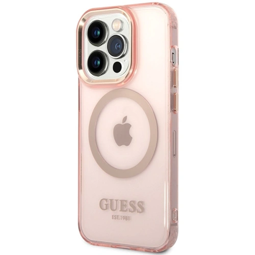 Kup Etui Guess GUHMP14XHTCMP Apple iPhone 14 Pro Max różowy/pink hard case Gold Outline Translucent MagSafe - GUE2429 - {ean13} - Sklep Home Screen