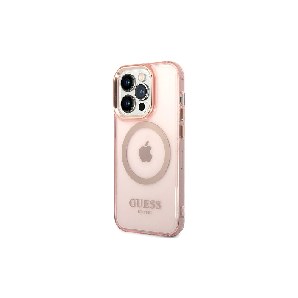 Etui Guess GUHMP14XHTCMP Apple iPhone 14 Pro Max różowy/pink hard case Gold Outline Translucent MagSafe