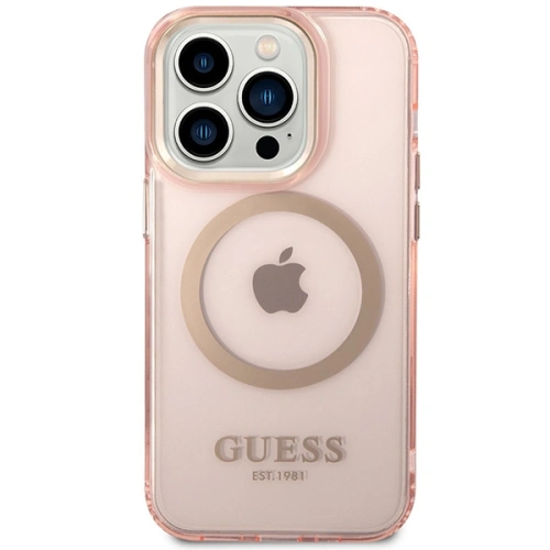 Kup Guess Apple Tasche GUHMP14XHTCMP iPhone 14 Pro Max rosa/rosa Hartschalenetui Gold Outline Translucent MagSafe - GUE2429 - {ean13} - Sklep Home Screen