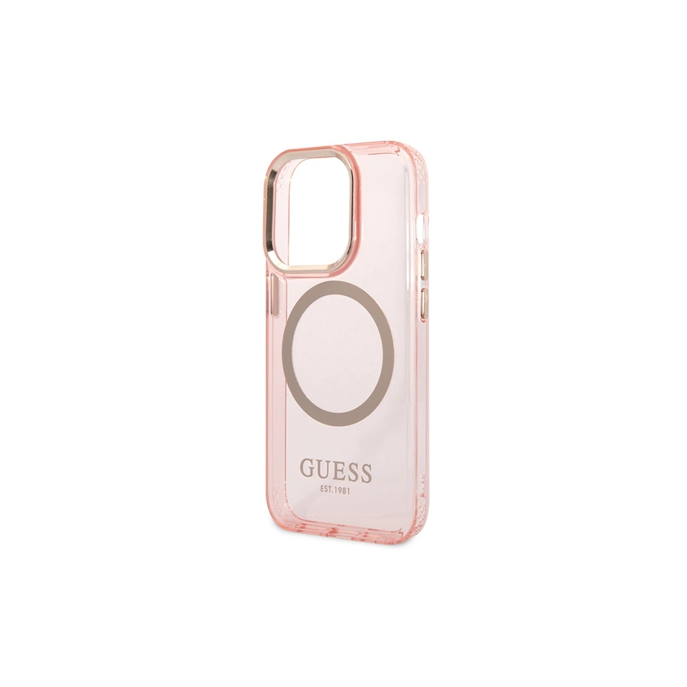 Etui Guess GUHMP14XHTCMP Apple iPhone 14 Pro Max różowy/pink hard case Gold Outline Translucent MagSafe