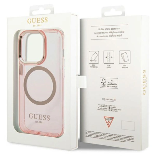 Kup Guess Apple Tasche GUHMP14XHTCMP iPhone 14 Pro Max rosa/rosa Hartschalenetui Gold Outline Translucent MagSafe - GUE2429 - {ean13} - Sklep Home Screen