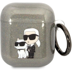 Kup Etui Karl Lagerfeld KLA2HNKCTGK Apple AirPods 2/1 negru/black Gliter Karl&Choupette - KLD1502 - {ean13} - Sklep Home Screen