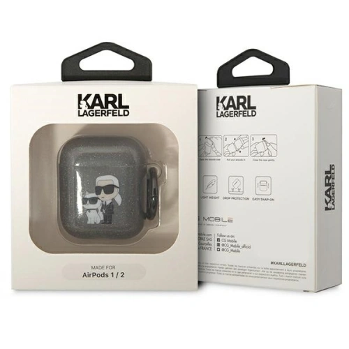 Kup Etui Karl Lagerfeld KLA2HNKCTGK Apple AirPods 2/1 czarny/black Gliter Karl&Choupette - KLD1502 - {ean13} - Sklep Home Screen