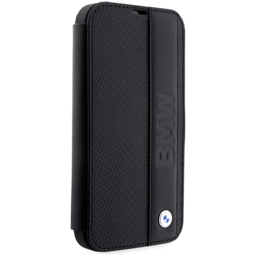 Buy BMW BMBKP14X22RDPK Apple iPhone 14 Pro Max black bookcase Leather Textured&Stripe - BMW349 - {ean13} - Home Screen Store Europe