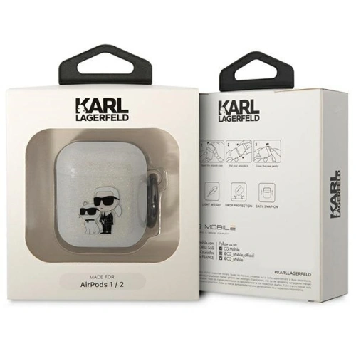 Kup Etui Karl Lagerfeld KLA2HNKCTGT Apple AirPods 2/1 transparent Gliter Karl&Choupette - KLD1503 - {ean13} - Sklep Home Screen