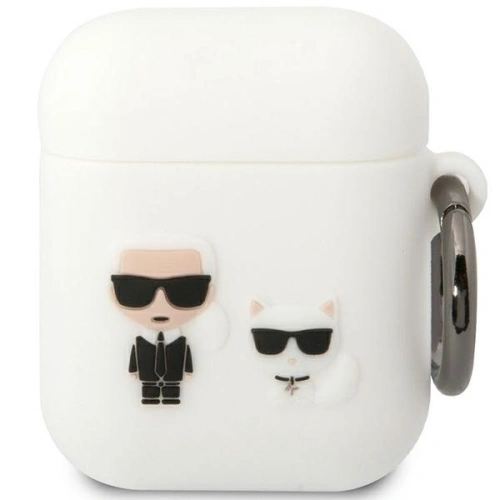Kup Etui Karl Lagerfeld KLACA2SILKCW Apple AirPods 2/1 alb/white Silicon Karl & Choupette - KLD1506 - {ean13} - Sklep Home Screen