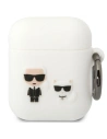 Etui Karl Lagerfeld KLACA2SILKCW Apple AirPods 2/1 bílý/white silikon Karl & Choupette