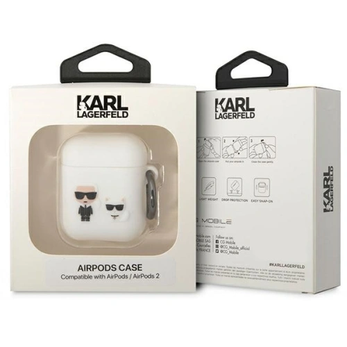Kup Etui Karl Lagerfeld KLACA2SILKCW Apple AirPods 2/1 alb/white Silicon Karl & Choupette - KLD1506 - {ean13} - Sklep Home Screen