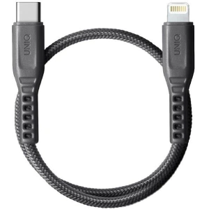 UNIQ Flex USB-C/Lightning Kabel 18W 30cm Nylon grau/kohlegrau