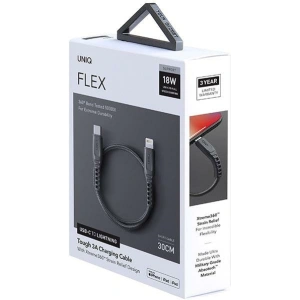 UNIQ Flex USB-C/Lightning Kabel 18W 30cm Nylon grau/kohlegrau