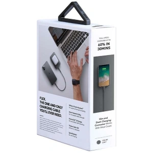 UNIQ Flex USB-C/Lightning Kabel 18W 30cm Nylon grau/kohlegrau