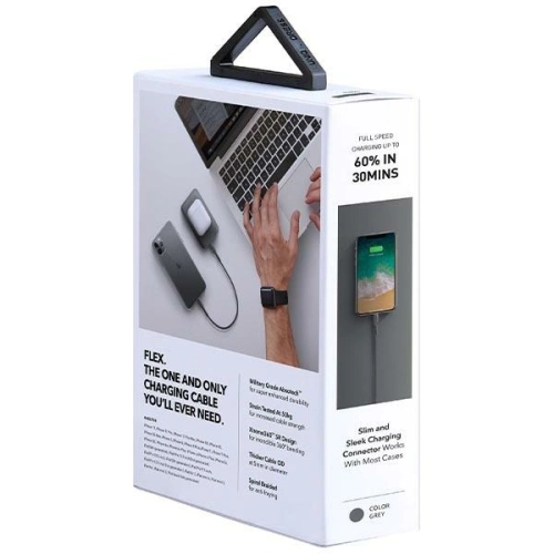 Kup Kabel UNIQ Flex USB-C/Lightning 18W 30cm Nylon szary/charcoal grey - UNIQ878 - {ean13} - Sklep Home Screen