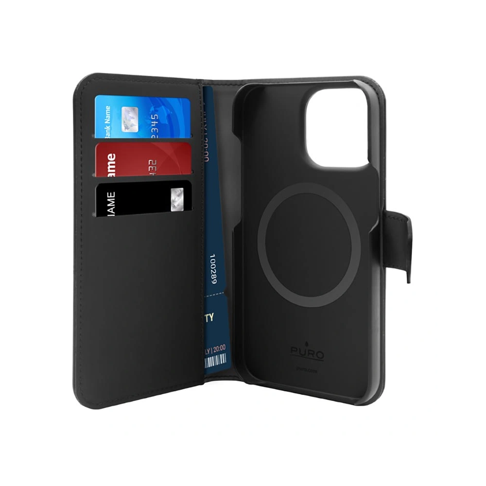 Etui PURO Wallet Detachable 2in1 MagSafe Apple iPhone 14 Pro (czarny)