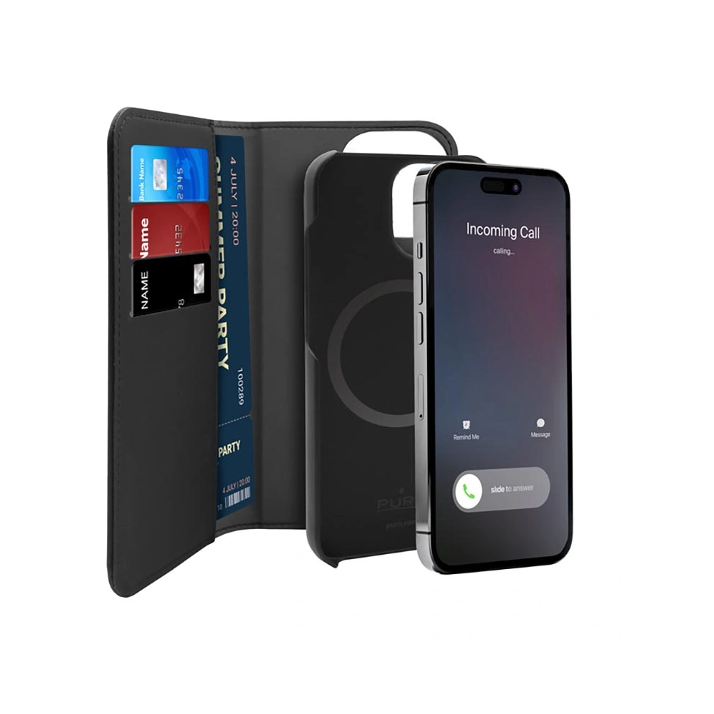 Etui PURO Wallet Detachable 2in1 MagSafe Apple iPhone 14 Pro (czarny)