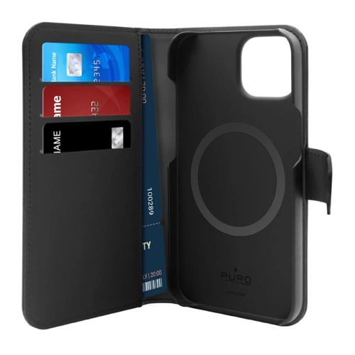 Kup Etui PURO Wallet Detachable 2in1 MagSafe Apple iPhone 14/13 (negru) - PUR638 - {ean13} - Sklep Home Screen