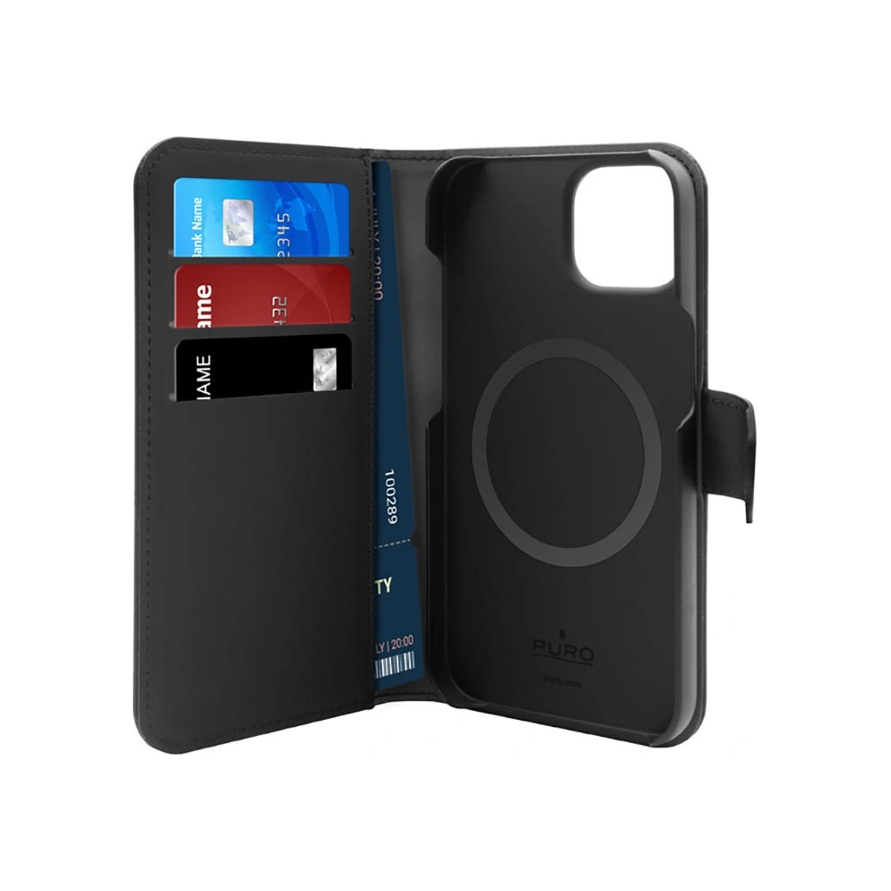 Etui PURO Wallet Detachable 2in1 MagSafe Apple iPhone 14/13 (czarny)