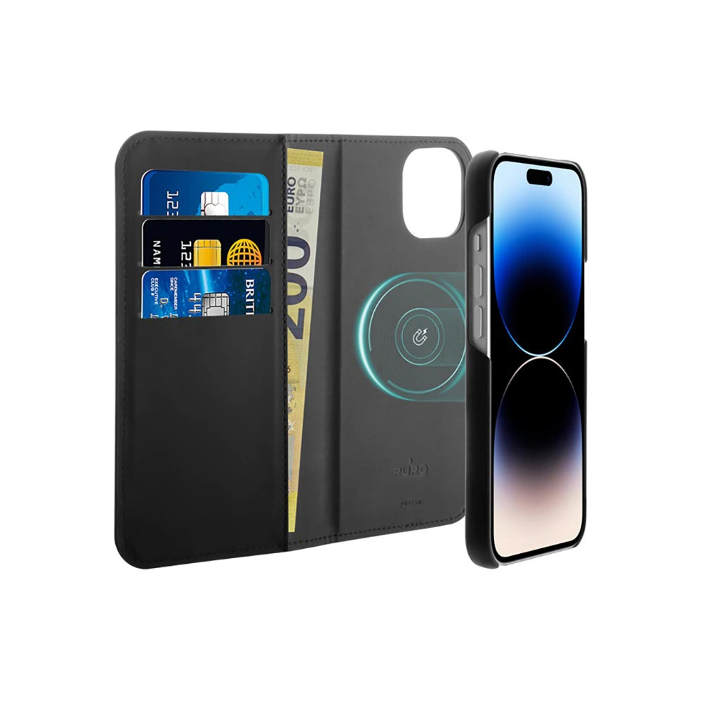 Etui PURO Wallet Detachable 2in1 MagSafe Apple iPhone 14/13 (czarny)
