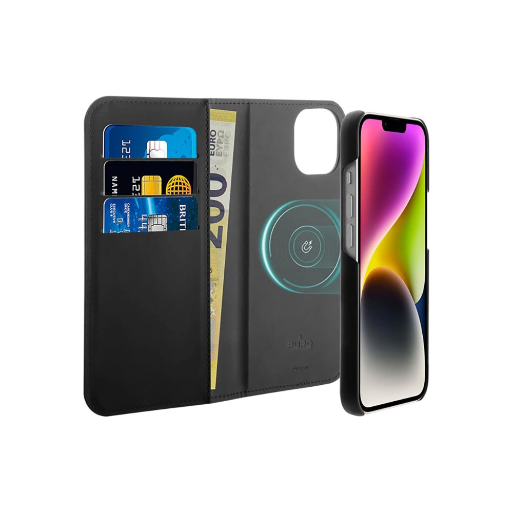 Etui PURO Wallet Detachable 2in1 MagSafe Apple iPhone 14/13 (czarny)