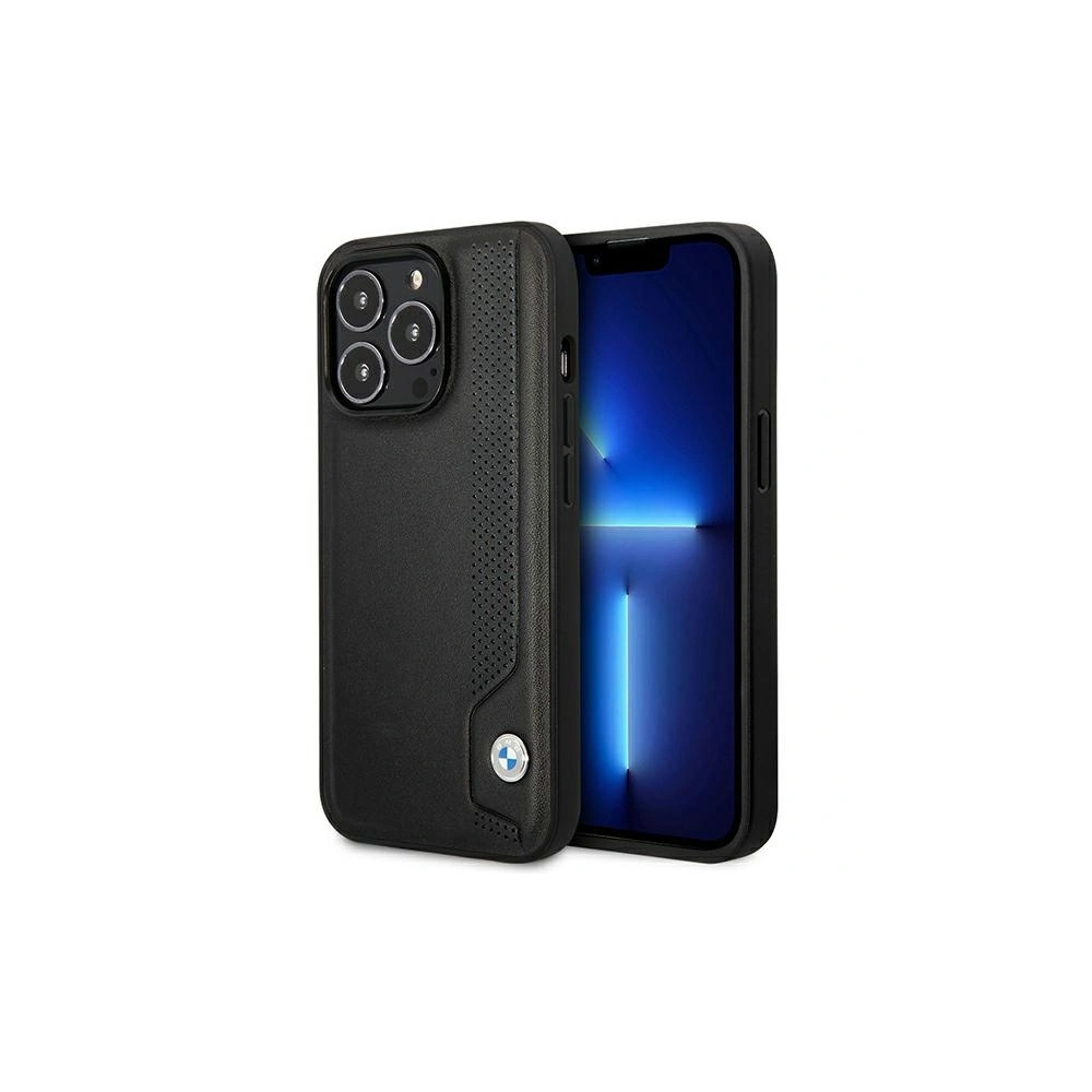 Etui BMW BMHCP14L22RBDK Apple iPhone 14 Pro czarny/black hardcase Leather Blue Dots