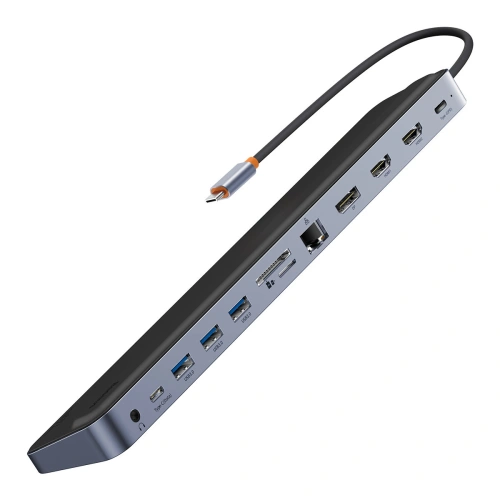 Kup HUB Baseus EliteJoy Gen2 USB 12w1 cu cablu USB-C de 25cm USB-A/USB-C/DP/HDMI/SD/TF/RJ45/3,5mm jack/PD 100W gri - BSU3978 - {ean13} - Sklep Home Screen
