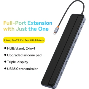 Kup HUB Baseus EliteJoy Gen2 USB 12w1 cu cablu USB-C de 25cm USB-A/USB-C/DP/HDMI/SD/TF/RJ45/3,5mm jack/PD 100W gri - BSU3978 - {ean13} - Sklep Home Screen