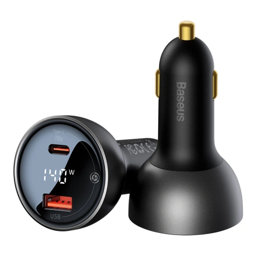 Kup Autós töltő Baseus Digitális kijelző USB-A/USB-C PD 3.1 140W + USB-C 5A 240W 1m fekete kábel - BSU3979 - {ean13} - Sklep Home Screen