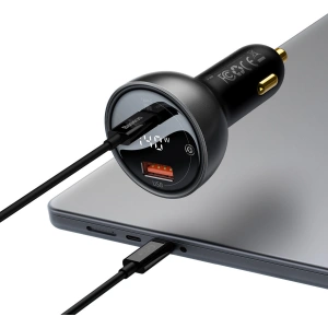 Kup Ładowarka samochodowa Baseus Digital Display USB-A/USB-C PD 3.1 140W + kabel USB-C 5A 240W 1m czarny - BSU3979 - {ean13} - Sklep Home Screen