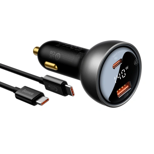 Kup Autós töltő Baseus Digitális kijelző USB-A/USB-C PD 3.1 140W + USB-C 5A 240W 1m fekete kábel - BSU3979 - {ean13} - Sklep Home Screen