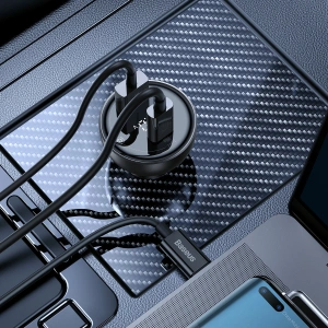 Kup Ładowarka samochodowa Baseus Digital Display USB-A/USB-C PD 3.1 140W + kabel USB-C 5A 240W 1m czarny - BSU3979 - {ean13} - Sklep Home Screen