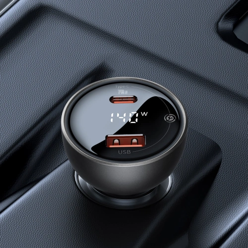 Kup Încărcător auto Baseus Display Digital USB-A/USB-C PD 3.1 140W + cablu USB-C 5A 240W 1m negru - BSU3979 - {ean13} - Sklep Home Screen
