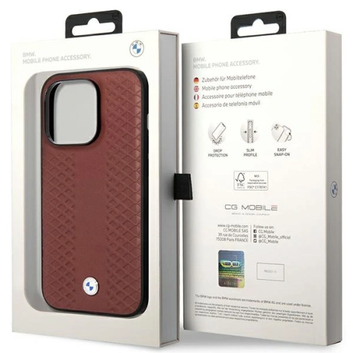 Kup Etui BMW BMHCP14L22RFGR Apple iPhone 14 Pro burgund/burgundy Piele cu model diamant - BMW359 - {ean13} - Sklep Home Screen