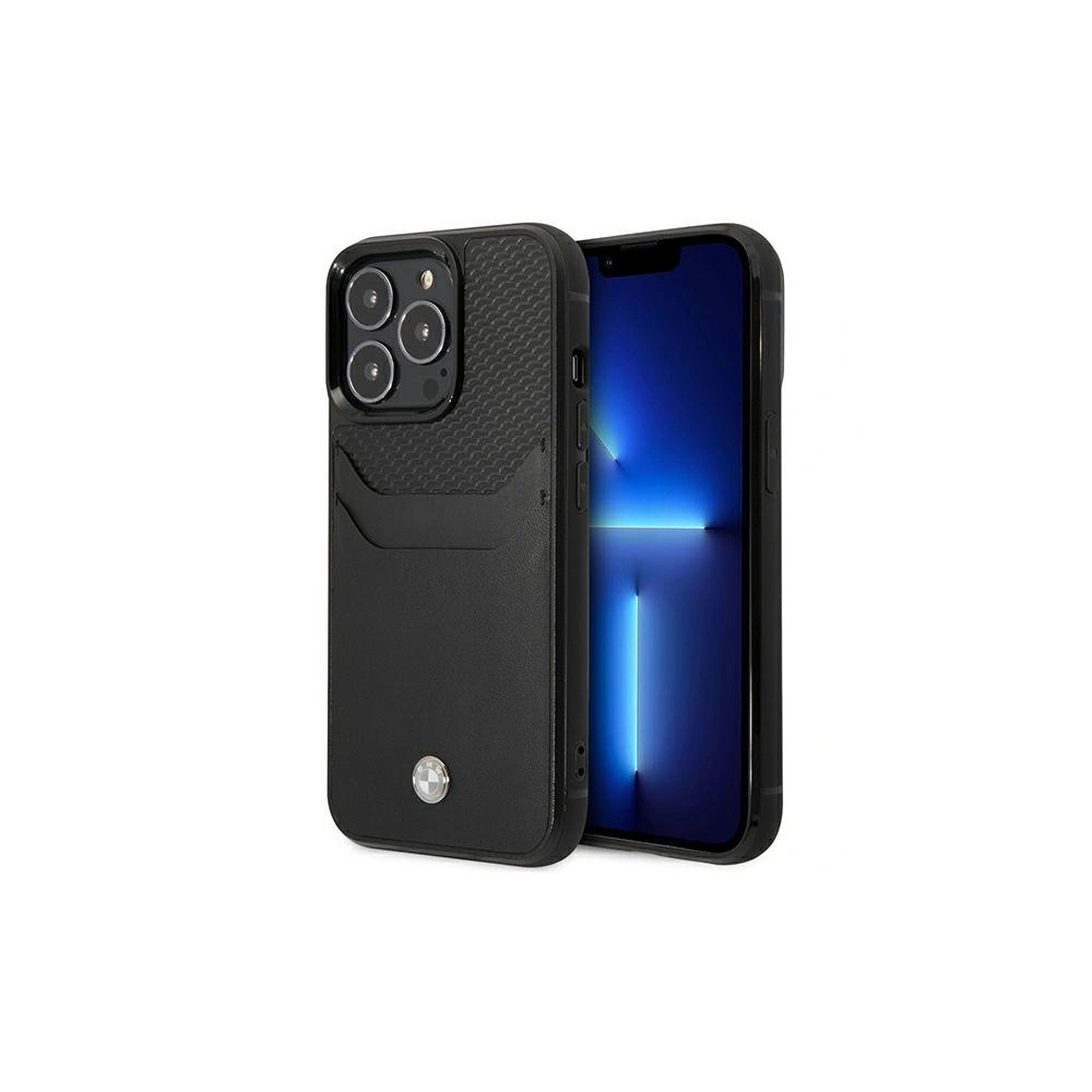 Etui BMW BMHCP14L22RSEPK Apple iPhone 14 Pro czarny/black Leather Card Slot