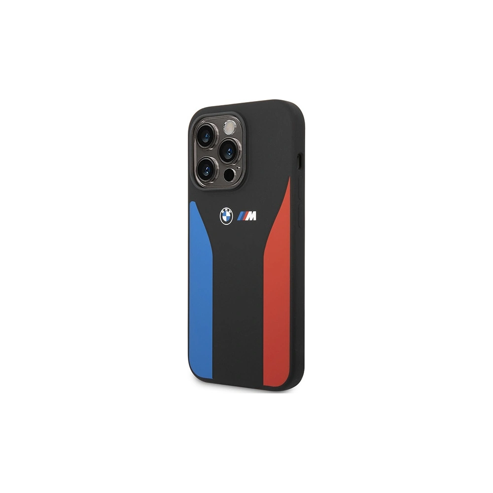 Etui BMW BMHCP14L22SCSK Apple iPhone 14 Pro czarny/black Silicone Blue&Red Stripes M Collection