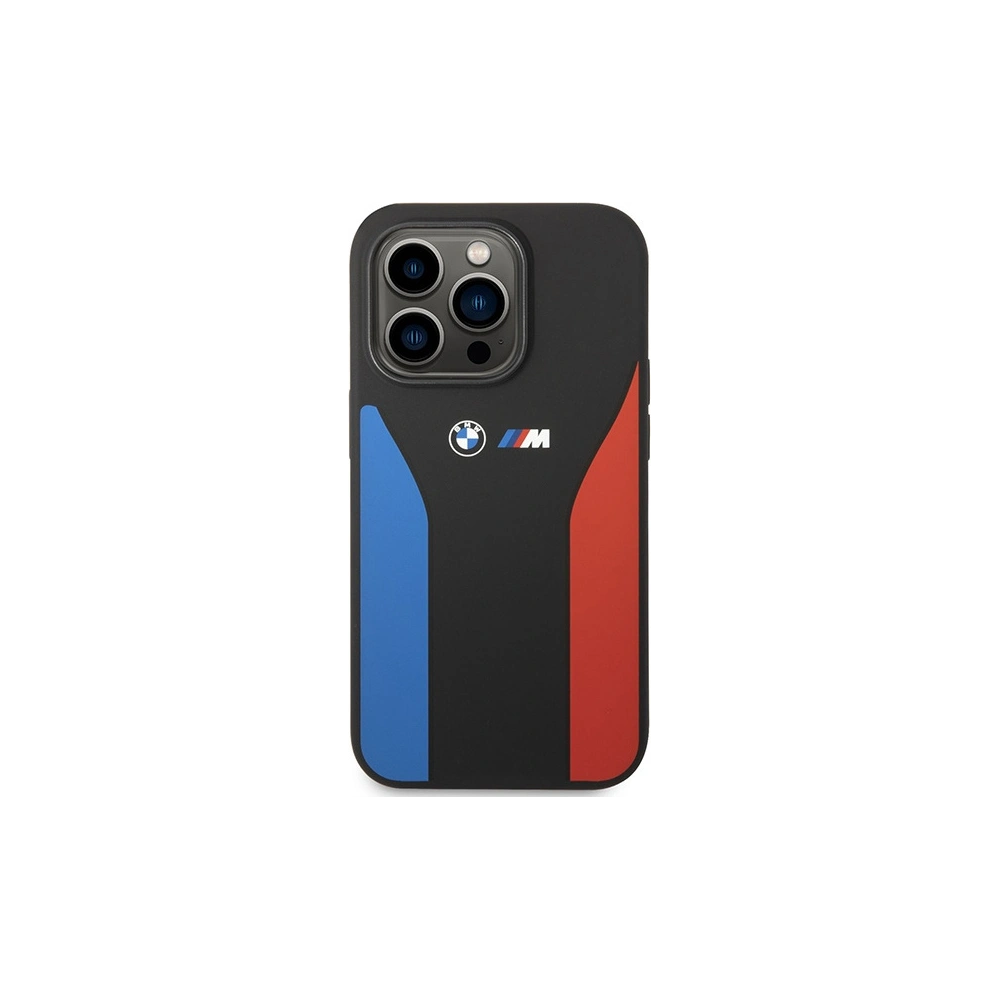 Etui BMW BMHCP14L22SCSK Apple iPhone 14 Pro czarny/black Silicone Blue&Red Stripes M Collection