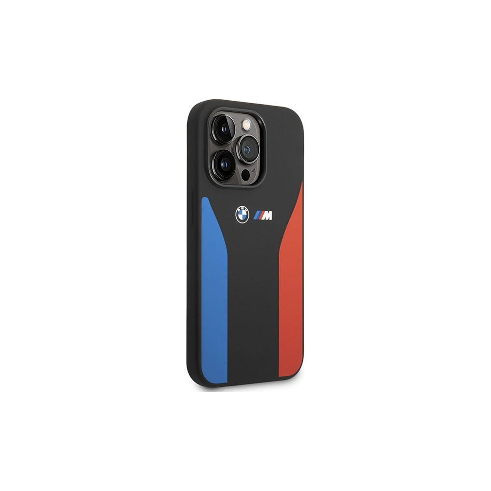Etui BMW BMHCP14L22SCSK Apple iPhone 14 Pro czarny/black Silicone Blue&Red Stripes M Collection