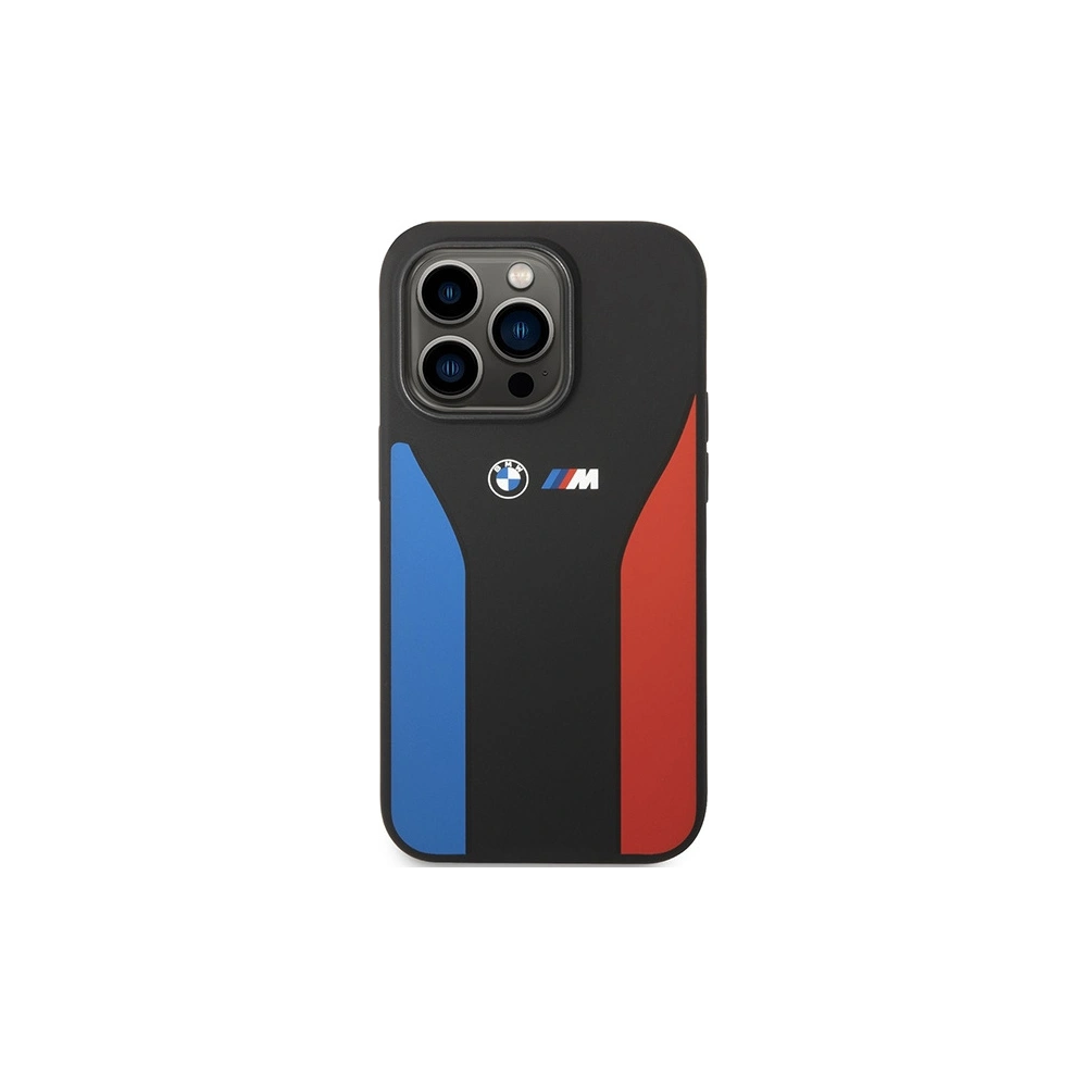 Etui BMW BMHCP14L22SCSK Apple iPhone 14 Pro czarny/black Silicone Blue&Red Stripes M Collection