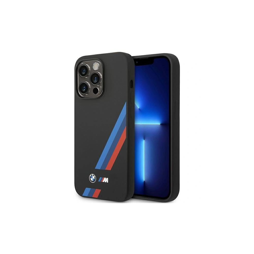 Etui BMW BMHCP14L22SOTK Apple iPhone 14 Pro czarny/black Silicone Slanted Sttripes