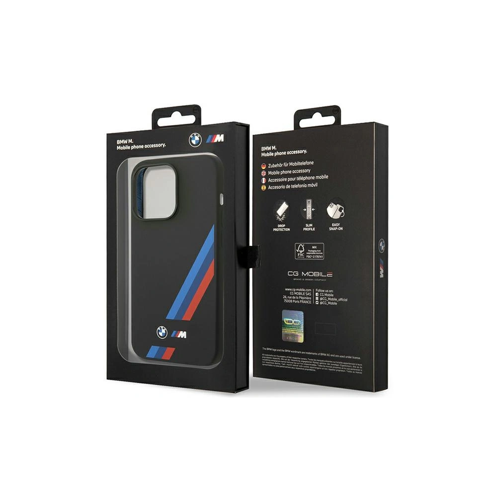 Etui BMW BMHCP14L22SOTK Apple iPhone 14 Pro czarny/black Silicone Slanted Sttripes