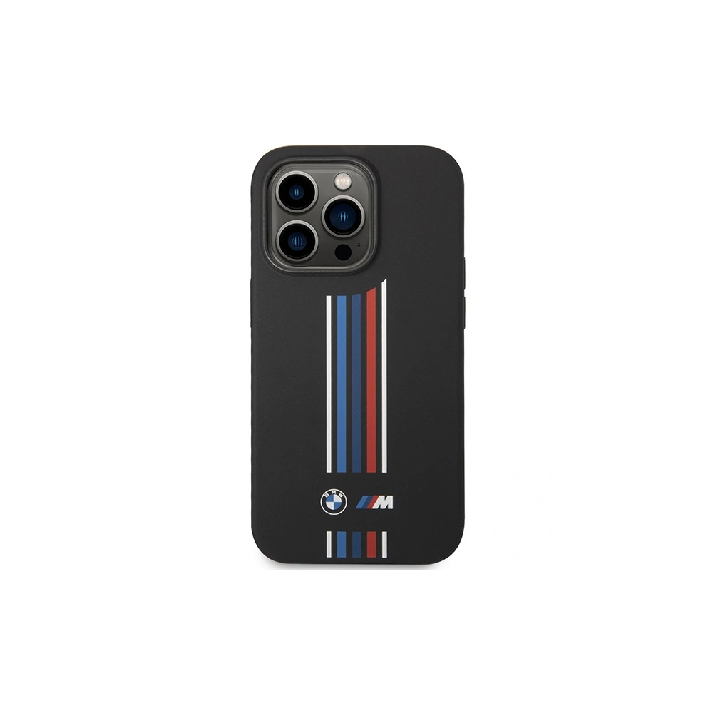 Etui BMW BMHCP14L22SWTK Apple iPhone 14 Pro czarny/black Silicone Vertical Tricolor Lines